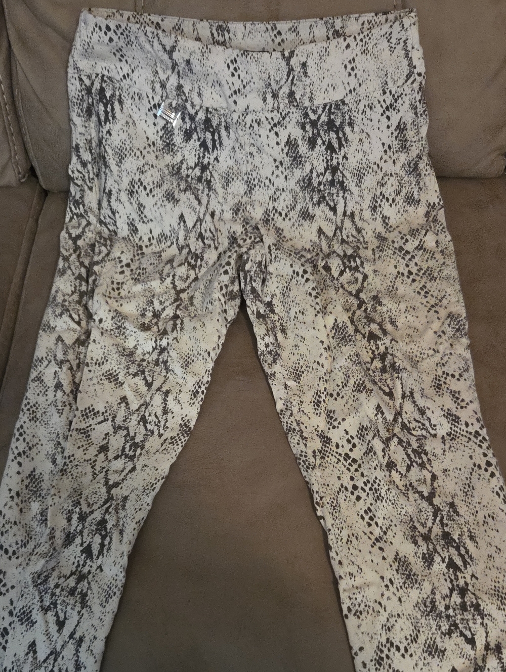 Premise Studio Snake-Print Leggings in Cream and Black
